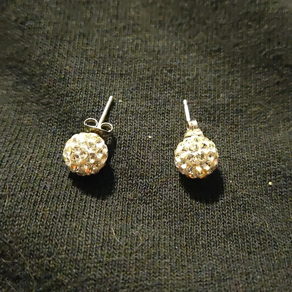 Sterling silver disco ball stud earrings - Picture 1 of 2